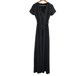 Miss Ord Women's Polka Dot‎ Short Sleeve Belted Maxi Dress Size Medium